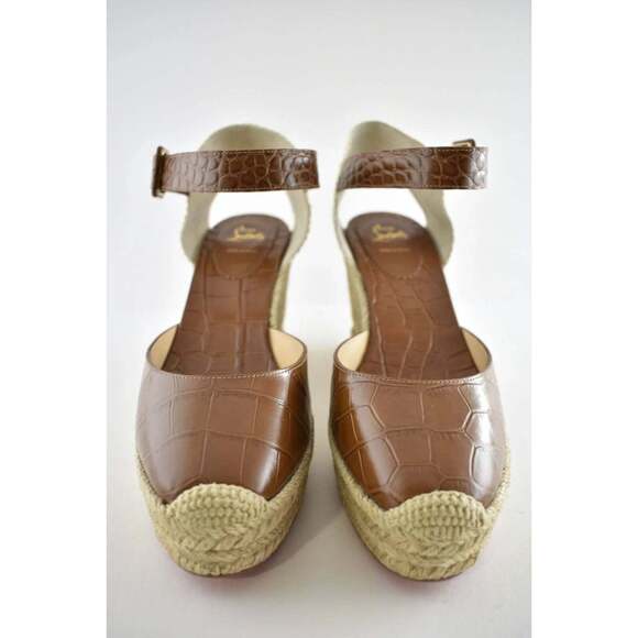 Christian Louboutin Amelina 90 Biscotto Brown Platform Wedge Sandal Heel Pump 40 - Picture 6 of 12